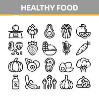 Collection Healthy Food Vector Thin Line Icons Set