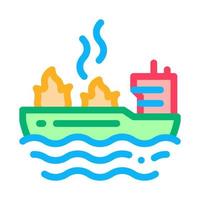 fire on ship icon vector outline illustration
