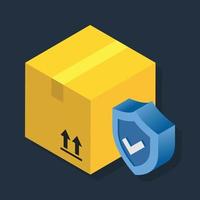 Package Shield - Isometric 3d illustration. vector