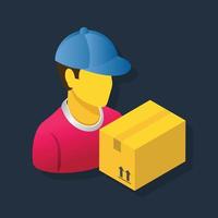 Delivery Man - Isometric 3d illustration. vector