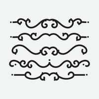 Set of ornamental filigree flourishes and thin dividers. Classical vintage elements, vector illustration