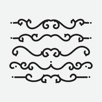 Set of ornamental filigree flourishes and thin dividers. Classical vintage elements, vector illustration