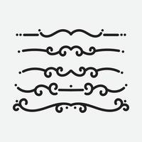 Set of ornamental filigree flourishes and thin dividers. Classical vintage elements, vector illustration