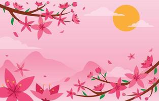 Booming Pink Peach Blossom Flower vector