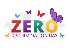 Zero Discrimination Day Illustration with Different People and Different Colors for Landing Page in Cartoon Hand Drawn Butterfly Flying Template vector