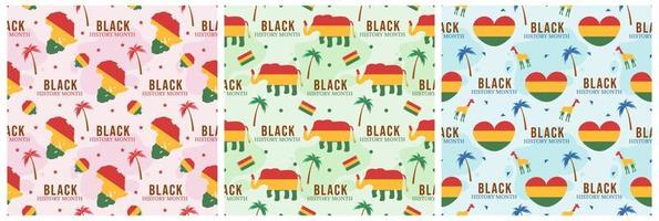 Set of Black History Month Seamless Pattern of African American Holiday in Template Hand Drawn Cartoon Flat Design Illustration vector