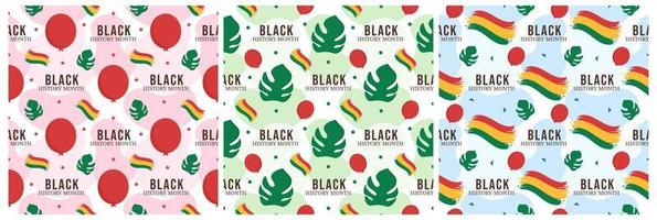 Set of Black History Month Seamless Pattern of African American Holiday in Template Hand Drawn Cartoon Flat Design Illustration vector