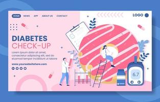 pruebas de diabetes cuidado de la salud redes sociales página de destino dibujos animados plantillas dibujadas a mano ilustración vector