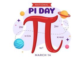 World Pi Day Illustration with Mathematical Constants, Greek Letters or Baked Sweet Pie for Landing Page in Hand Drawn Cartoon Symbol Templates vector