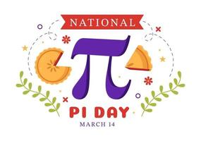 ilustración del día mundial pi con constantes matemáticas, letras griegas o pastel dulce horneado para la página de inicio en plantillas de símbolos de dibujos animados dibujados a mano vector