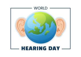 World Hearing Day Illustration to Raise Awareness on How to Prevent Deafness for Web Banner or Landing Page in Flat Cartoon Hand Drawn Templates vector