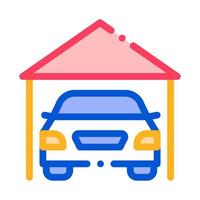 Garage Shed With Car Vehicle Vector Thin Line Icon