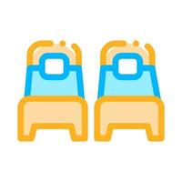 Two Single Place Beds Vector Sign Thin Line Icon