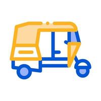 icono de línea delgada de vector de rickshaw de transporte público