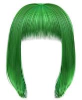 trendy hairs green colors . kare fringe . beauty fashion vector