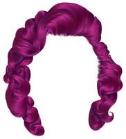 trendy woman hairs bright pink colors . beauty fashion . retro style curls . realistic 3d . vector