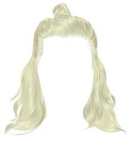 trendy hairs  blond colors . kare with hun. beauty fashion.HALF-BUN vector