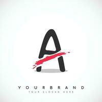 Letter A Logo Design With Red Slash Vector Illustration