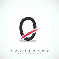 Letter O Logo Design With Red Slash Vector Illustration