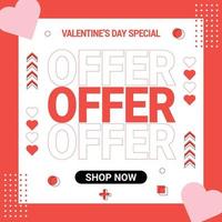 Valentines day sale social media post template, business offer social media post, banner, flyer and cards template design Free Vector