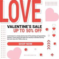 Valentines day sale social media post template, business offer social media post, banner, flyer and cards template design Free Vector