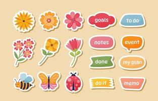 Spring Flower Journal Sticker Set vector