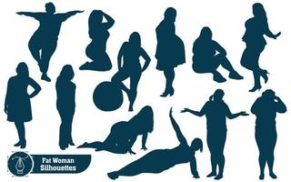 Fat Woman Silhouettes vector collection