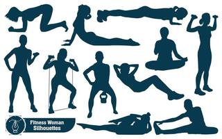 Vector collection of Fitness Woman silhouettes