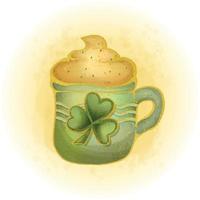 St Patrick Themed Coffee Drink Watercolor Graphics 01 vector