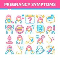 Symptomps Of Pregnancy Element Vector Icons Set