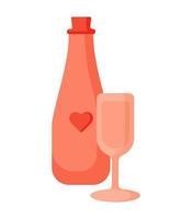 bottle with heart and glass vector