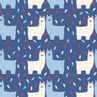 Seamless pattern. Vector design with llamas and hearts suitable for Valentine's Day, for paper, cover, fabric, indoor decor and more.