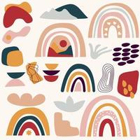 conjunto de iconos de naturaleza abstracta de moda sobre fondo blanco aislado. formas orgánicas en estilo contemporáneo moderno. formas orgánicas y arcoíris. ilustración vectorial aislada. eps 10 vector