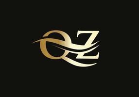 diseño de logotipo swoosh letter qz para identidad empresarial y empresarial. logo qz de onda de agua con moda moderna vector