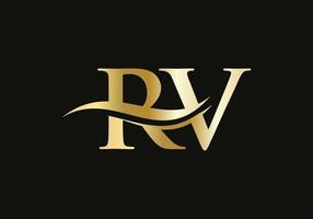 Modern RV logotype for luxury branding. Initial RV letter business logo design vector