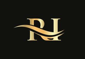 RI Logo Design for business and company identity. Creative RI letter with luxury concept vector