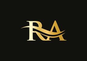 Initial RA letter linked logo vector template. Swoosh letter RA logo design. R A Logo design with modern trendy