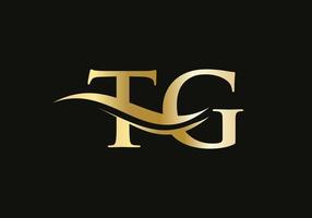 diseño inicial del logotipo de la letra vinculada tg. vector de diseño de logotipo de letra moderna tg con moda moderna