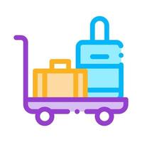 Baggage Cart With Valise Vector Thin Line Icon