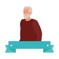 Grandfather avatar with ribbon vector design