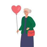 avatar de abuela con diseño de vector de globo de corazón