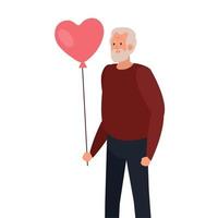 avatar de abuelo con diseño de vector de globo de corazón