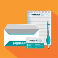 notebook with envelope and brandig card with pen vector