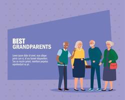 Grandmothers and grandfathers on best grandparents vector design