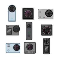 action camera set cartoon vector illustration