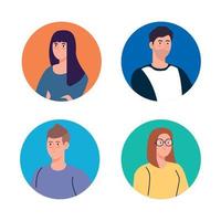 group young people, women and man in circle vector