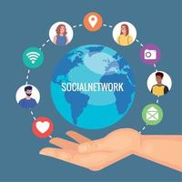 social network, young people connected by digitally, communicate and global concept vector