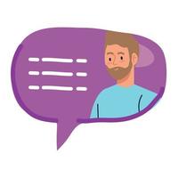 chat bubble, message bubble with man, internet dialog, communication, conversation, talk vector