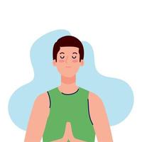 meditating man on white background vector