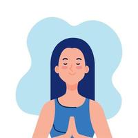 meditating woman on white background vector